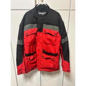 BILT Mens Motorcycle Riding Jacket Red Black Grey Colorblock Quilted Liner 2XL